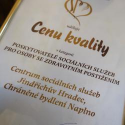 Cena kvality v sociální péči za rok 2019 míří i do Jihočeského kraje.