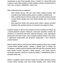 MIMOŘÁDNÉ OPATŘENÍ Ministerstva zdravotnictví ČR