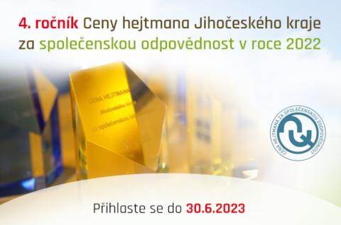 CENA HEJTMANA JIHOČESKÉHO KRAJE ZA SPOLEČENSKOU ODPOVĚDNOST (CSR) ZA ROK 2022.