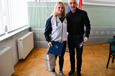 Jana Lamačová s hejtmanem Martinem Kubou.